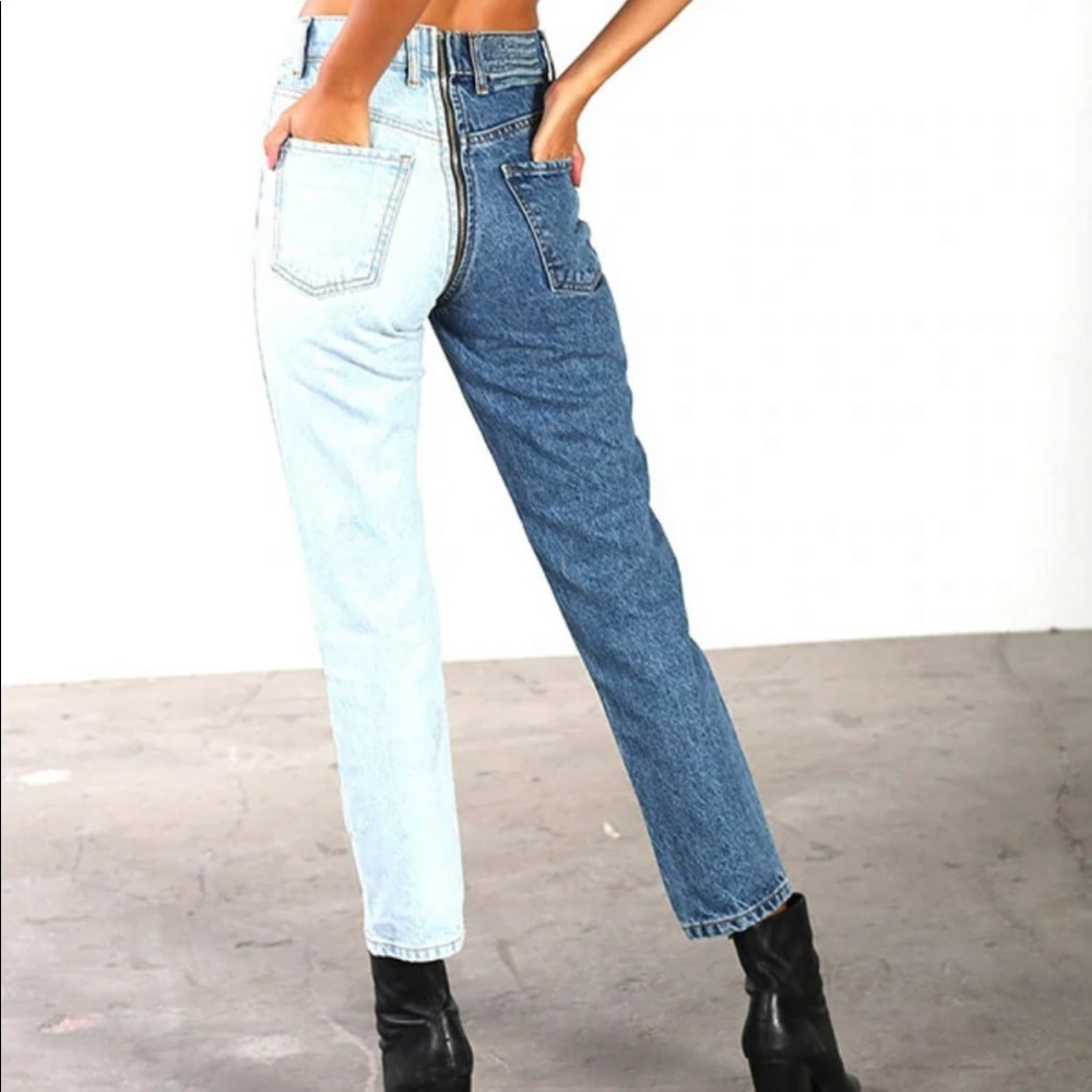 REVICE Two-Tone High Rise Jeans - Picture 3 of 4